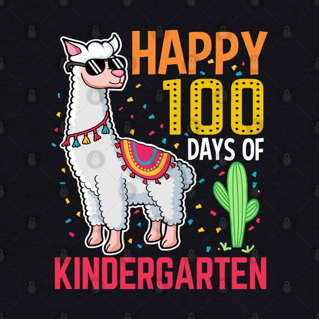 Llama Happy 100 Days Of Kindergarten Students Teacher by HCMGift